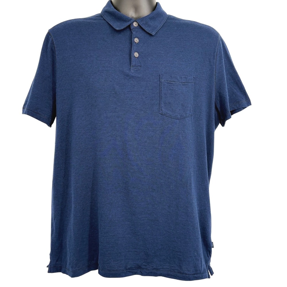 John Varvatos USA Polo Shirt Mens LG Blue Cotton Short Sleeve Pocket K749Q2B